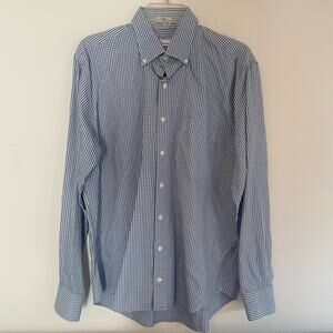 Peter Millar Checkered blue white Men's long sleeve dress shirt.Silk blend.Large